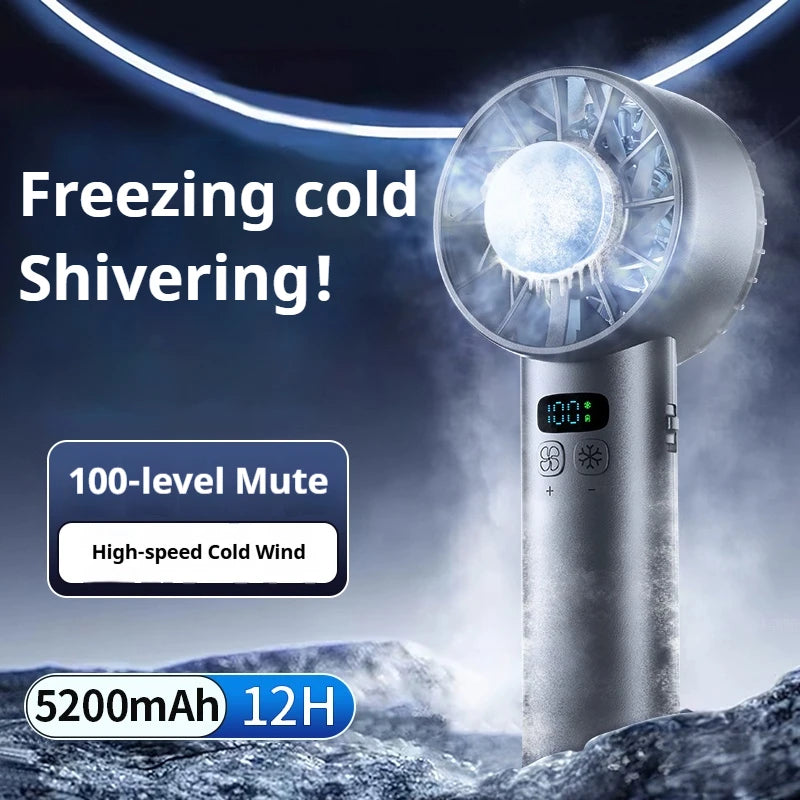 Portable Handheld Ice Cooling Fan with Digital Display