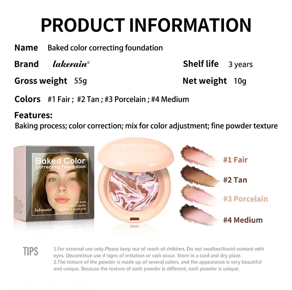 Baked Color Correcting Pressed Powder Foundation