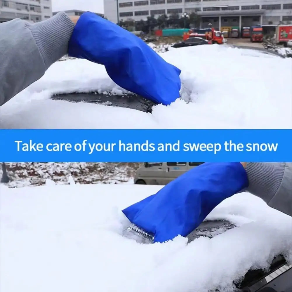 Insulated Ice Scraper Mitt for Car Windshield Winter Snow Removal - 4