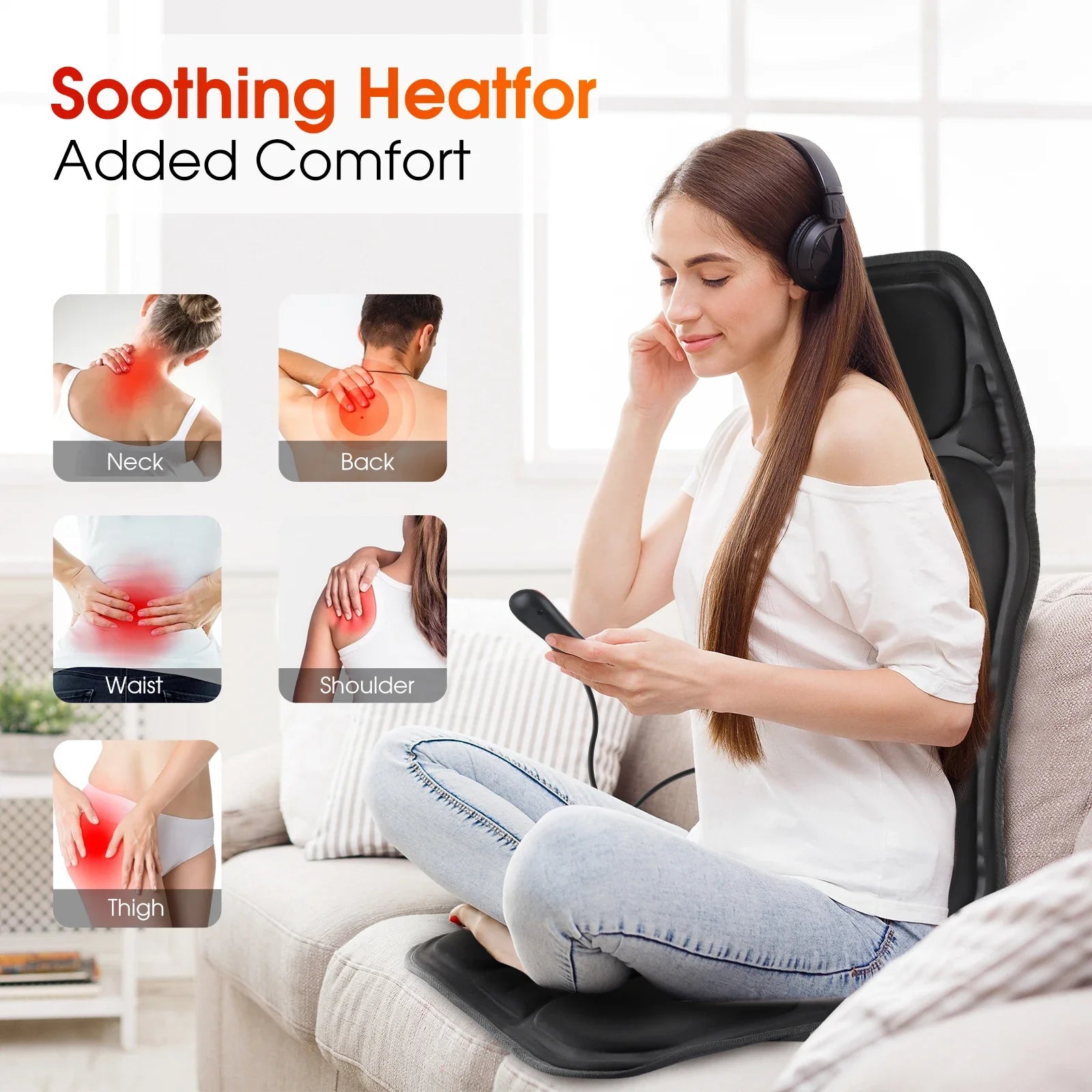 Full-Body Electric Heated Massage Chair Cushion for Home and Car - 3