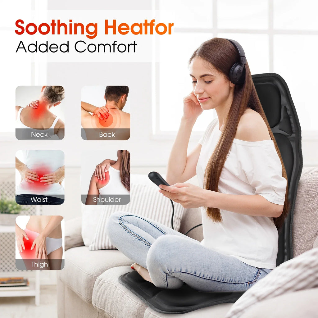 Full-Body Electric Heated Massage Chair Cushion for Home and Car