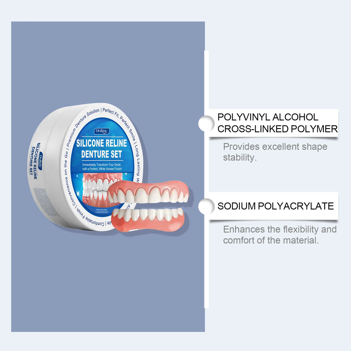 Flexible Silicone Denture Reline and Temporary Repair Kit