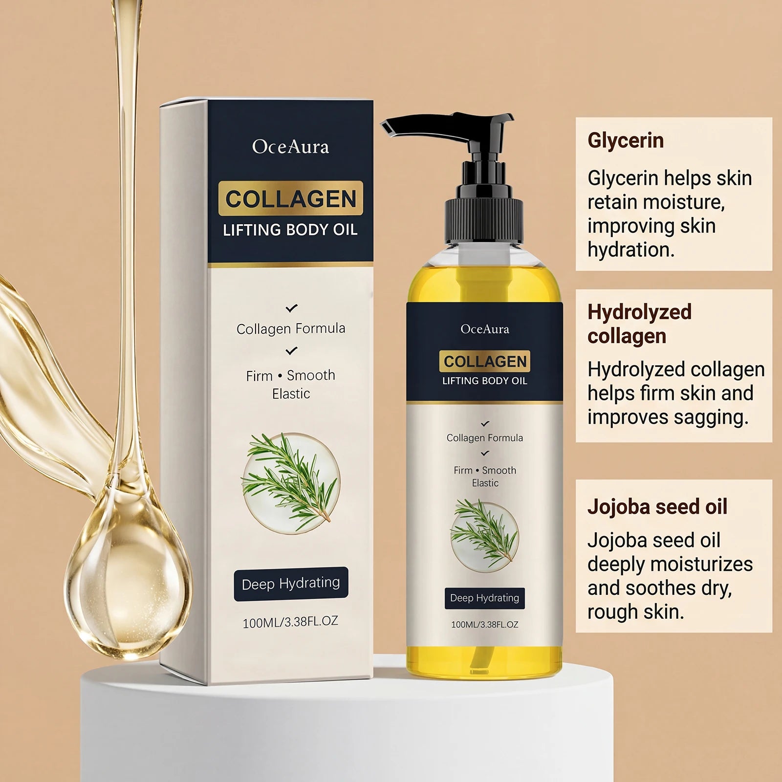 Collagen Lifting Body Oil for Skin Firming and Hydration - 11
