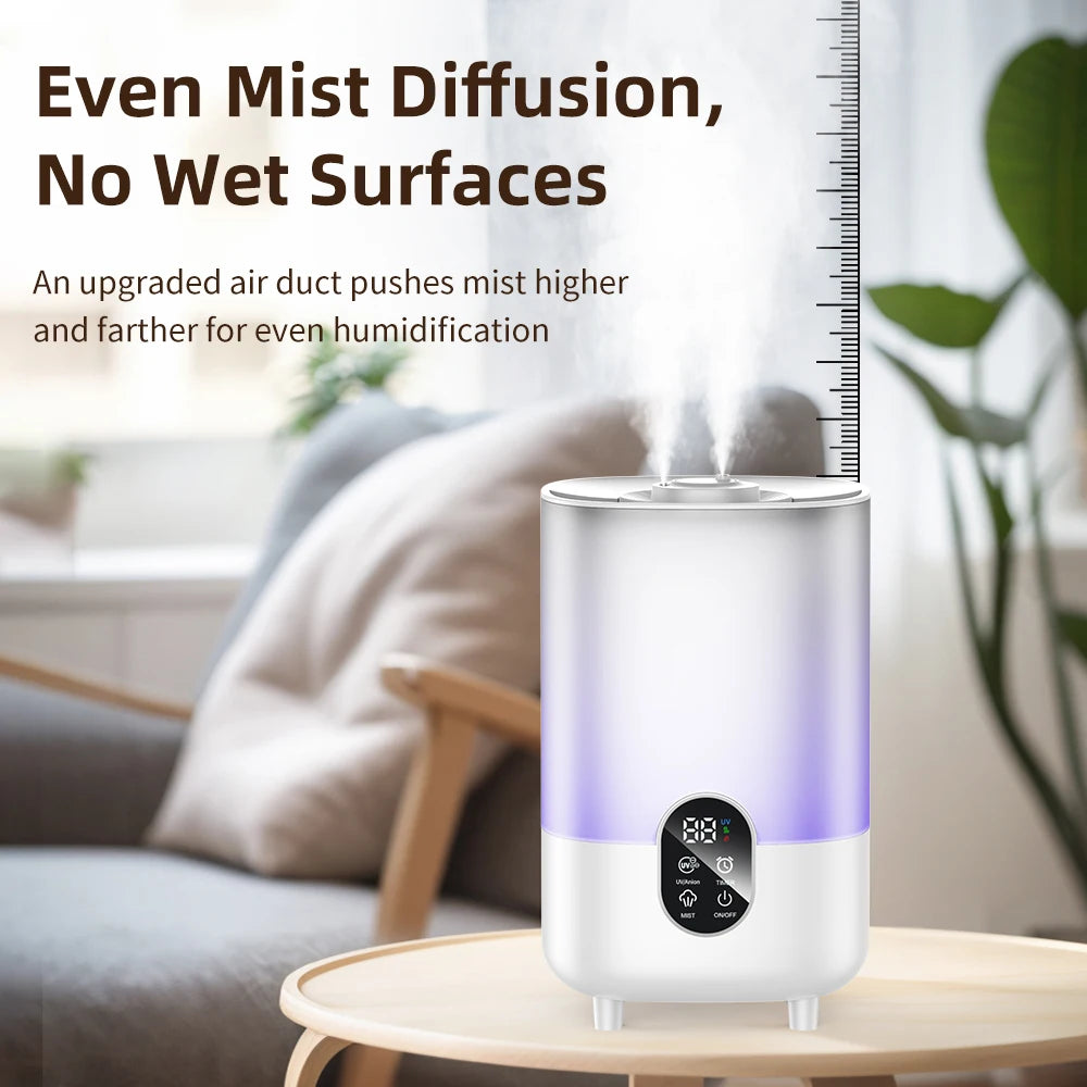 4L Ultrasonic Air Humidifier with Dual Mist and Aromatherapy