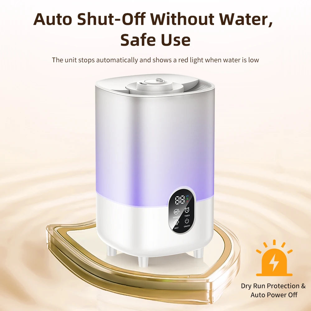 4L Ultrasonic Air Humidifier with Dual Mist and Aromatherapy