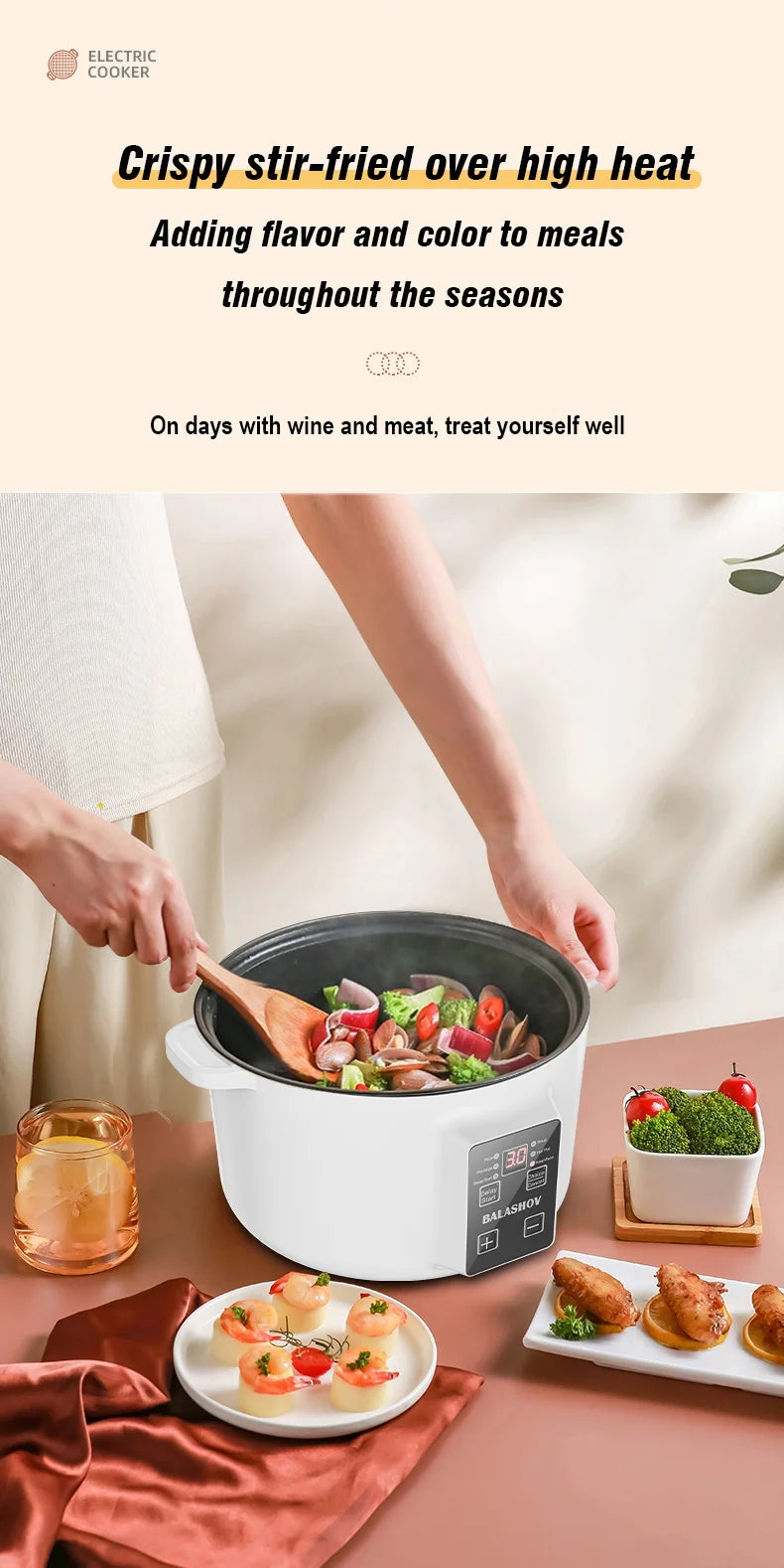 Multifunction 3.5L Non-Stick Electric Hot Pot Cooker