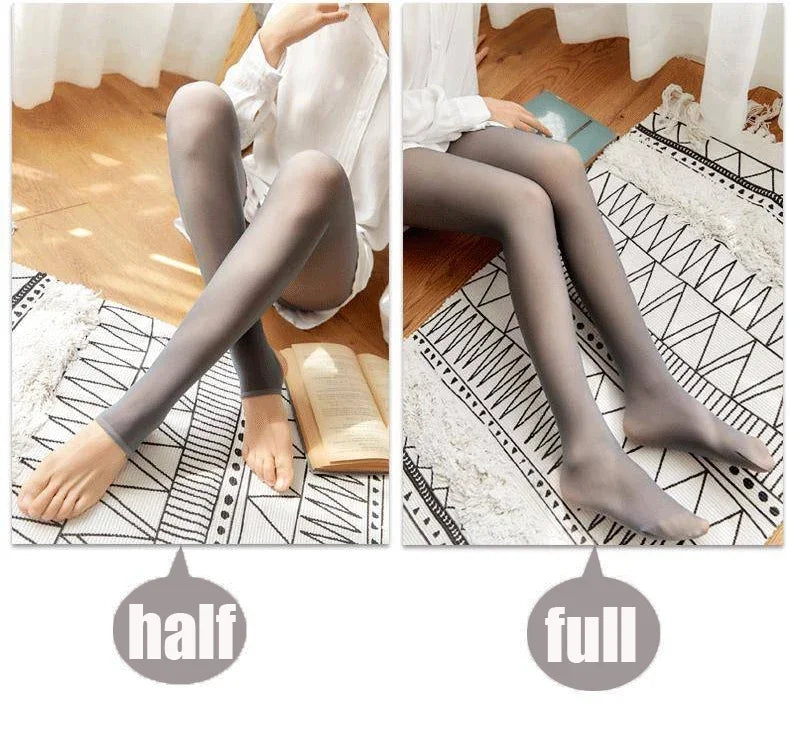 Translucent Fake Skin Thermal Tights for Women - 11
