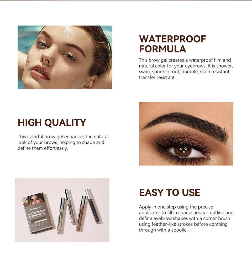Long-Lasting Waterproof Eyebrow Gel Makeup Set - 9