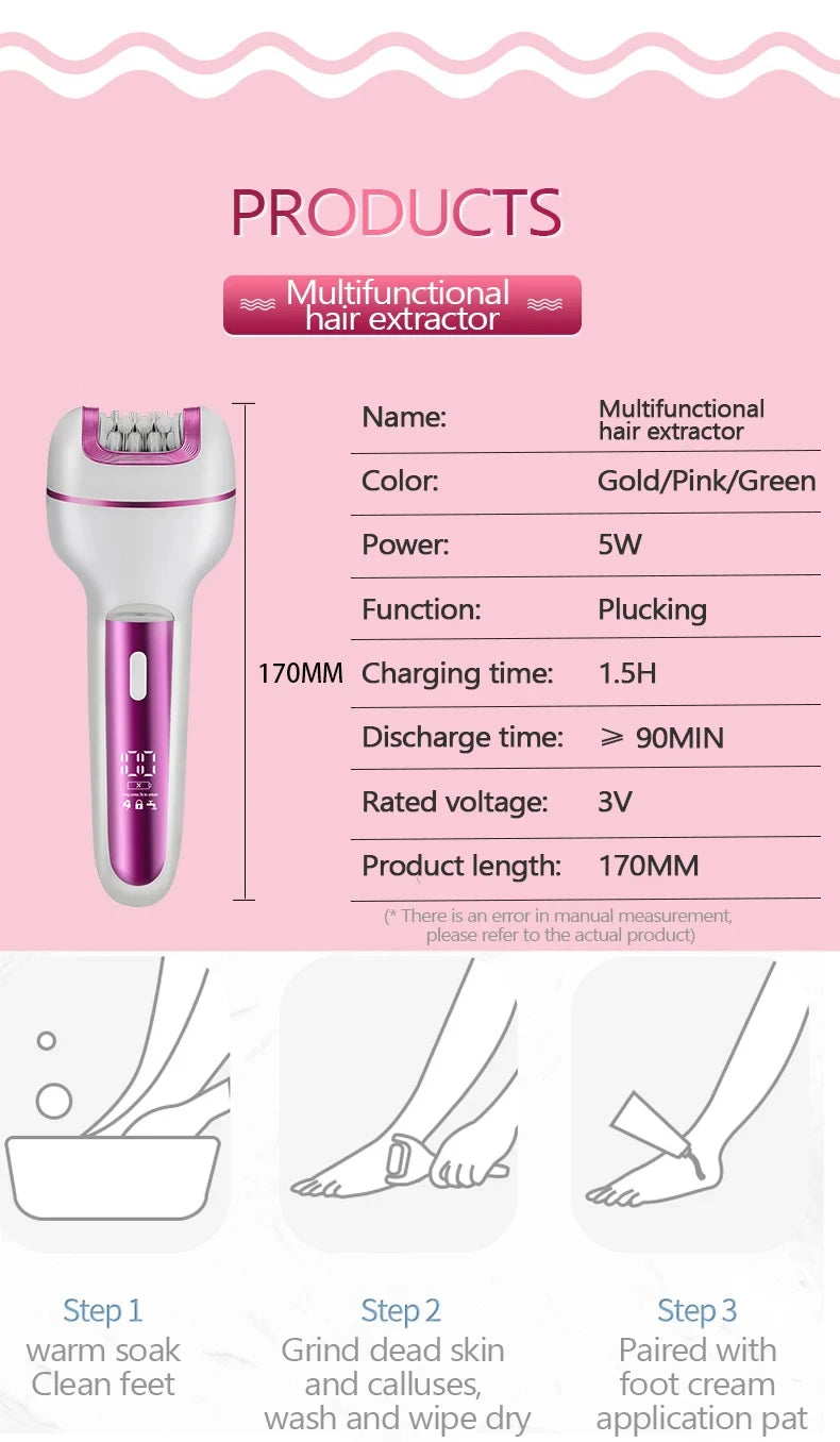 3-in-1 Rechargeable Electric Hair Remover and Shaver for Women