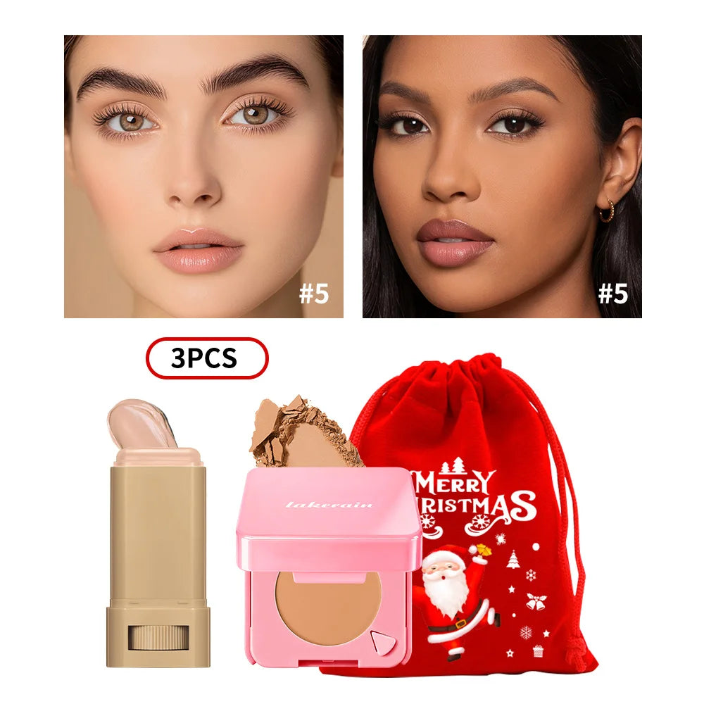 Matte Foundation Stick and Pressed Setting Powder Makeup Set