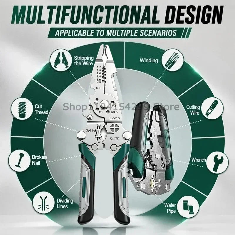 Multifunctional 18-in-1 Wire Stripping and Crimping Pliers