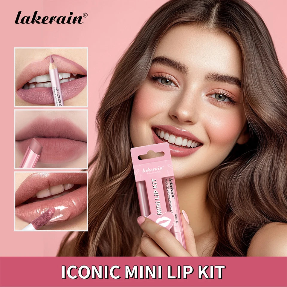 3-Piece Waterproof Matte Lip Makeup Set