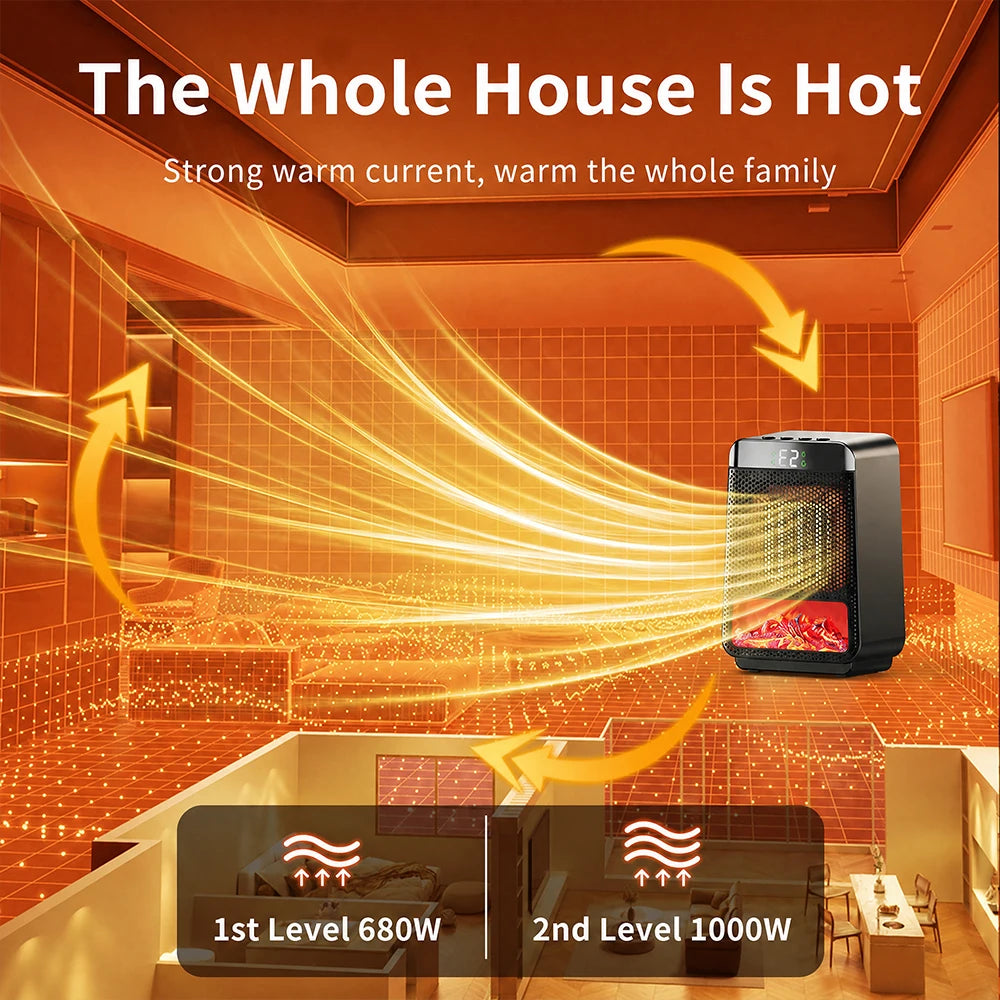 Portable Electric Space Heater with Ambient Flame Light - 21
