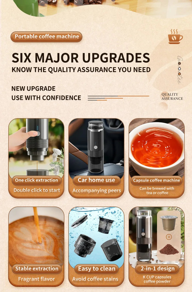 Portable Wireless Espresso Coffee Maker for Travel and Camping