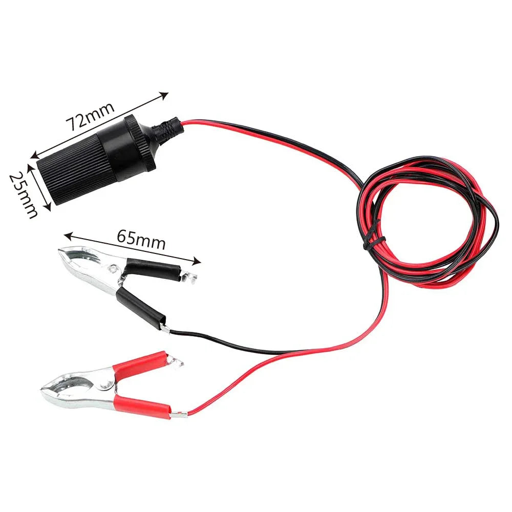 12V Car Battery Clip to Cigarette Lighter Socket Adapter