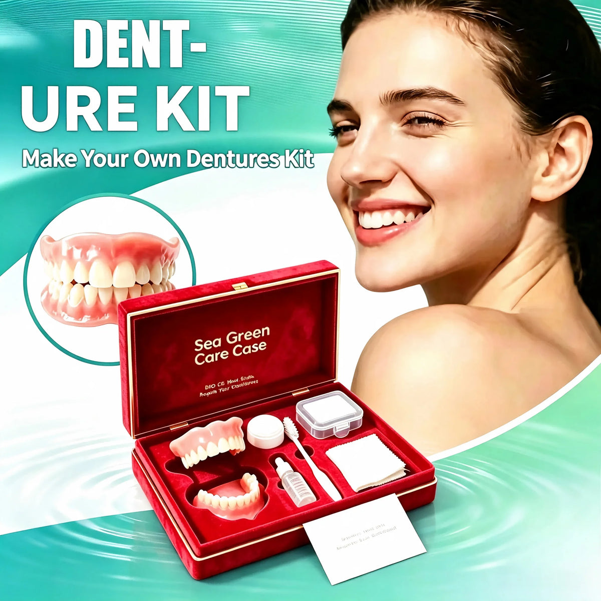 Complete Denture Care Set with Storage Case and Cleaning Tools