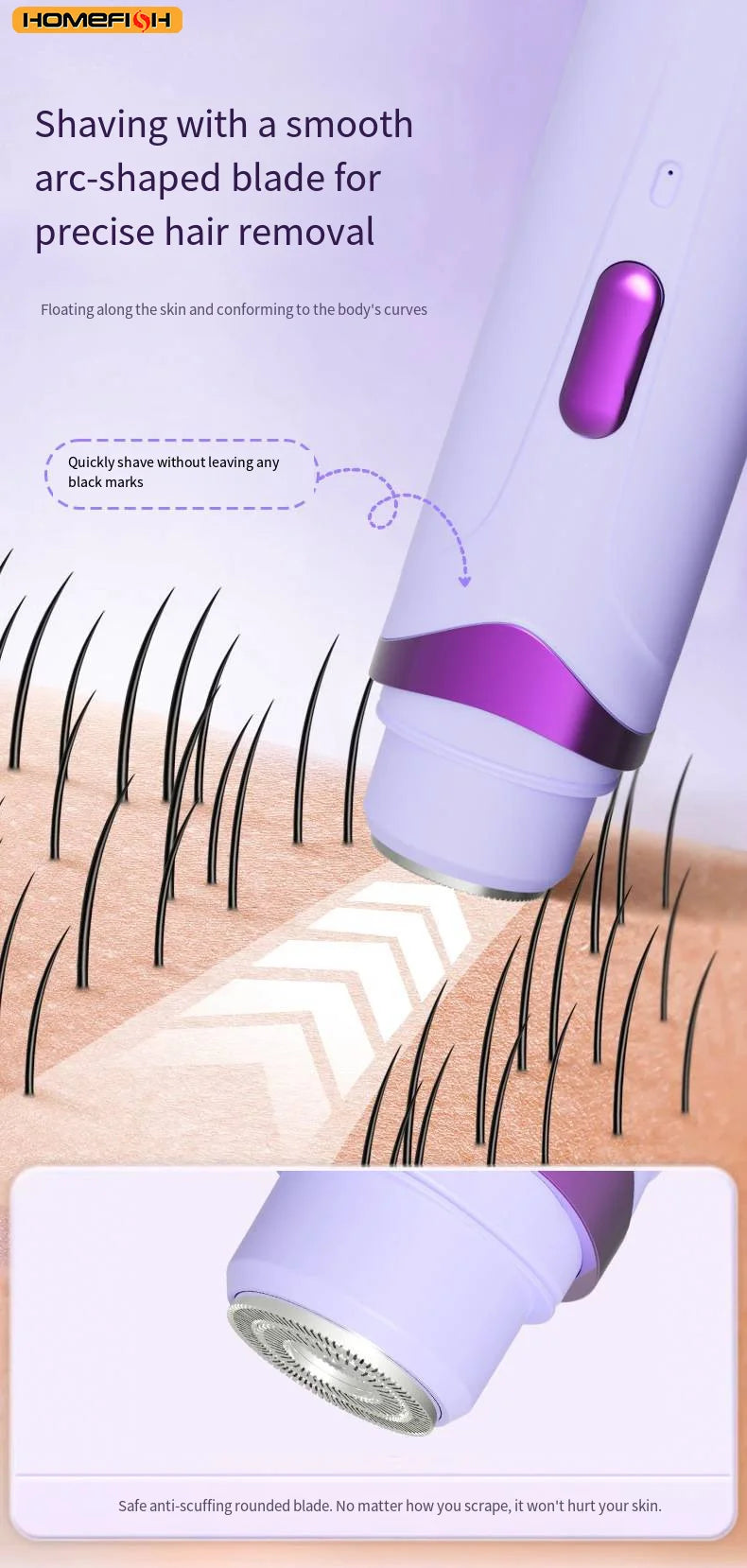 2-in-1 Painless Electric Razor and Hair Remover for Women - 6