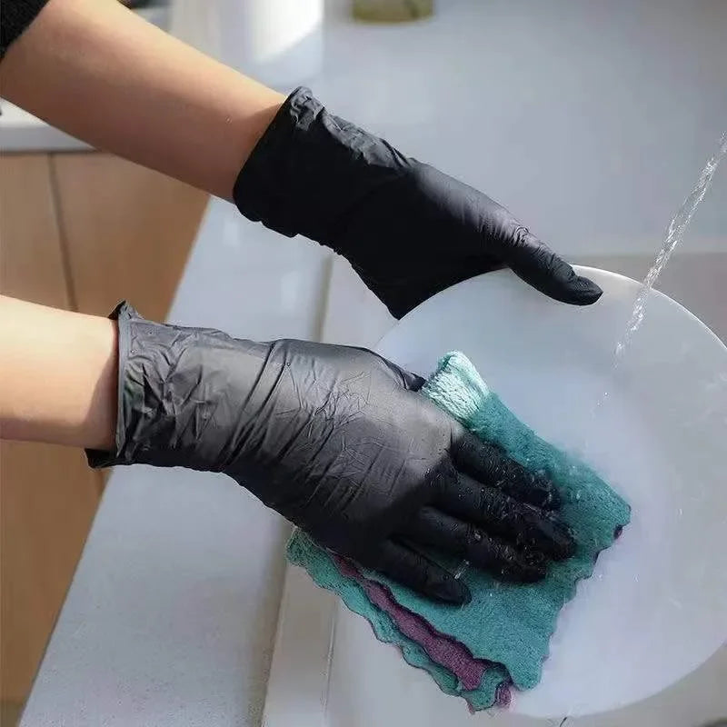 Disposable Black Nitrile Protective Gloves