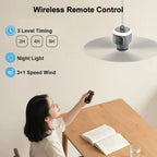 Portable Rechargeable Ceiling Fan with LED Light for Camping