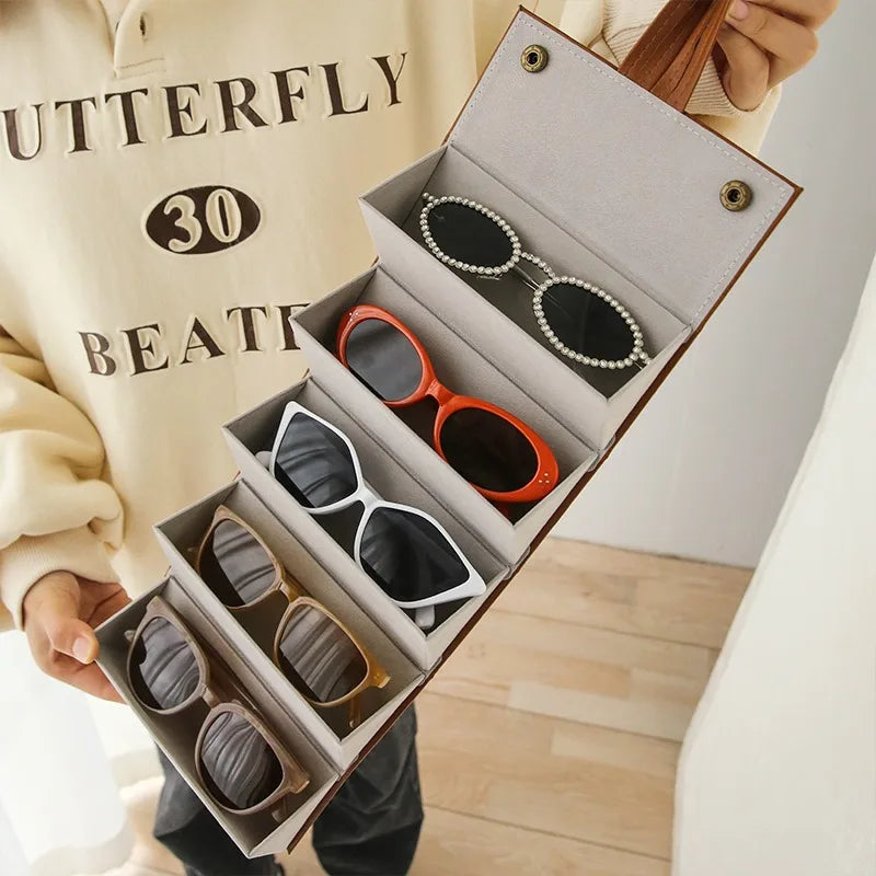 Foldable Travel Sunglasses Organizer for Multiple Pairs - 2