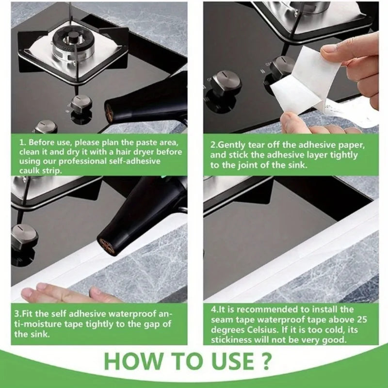 Waterproof Anti-Mildew Sealing Tape for Kitchen and Bathroom - 3