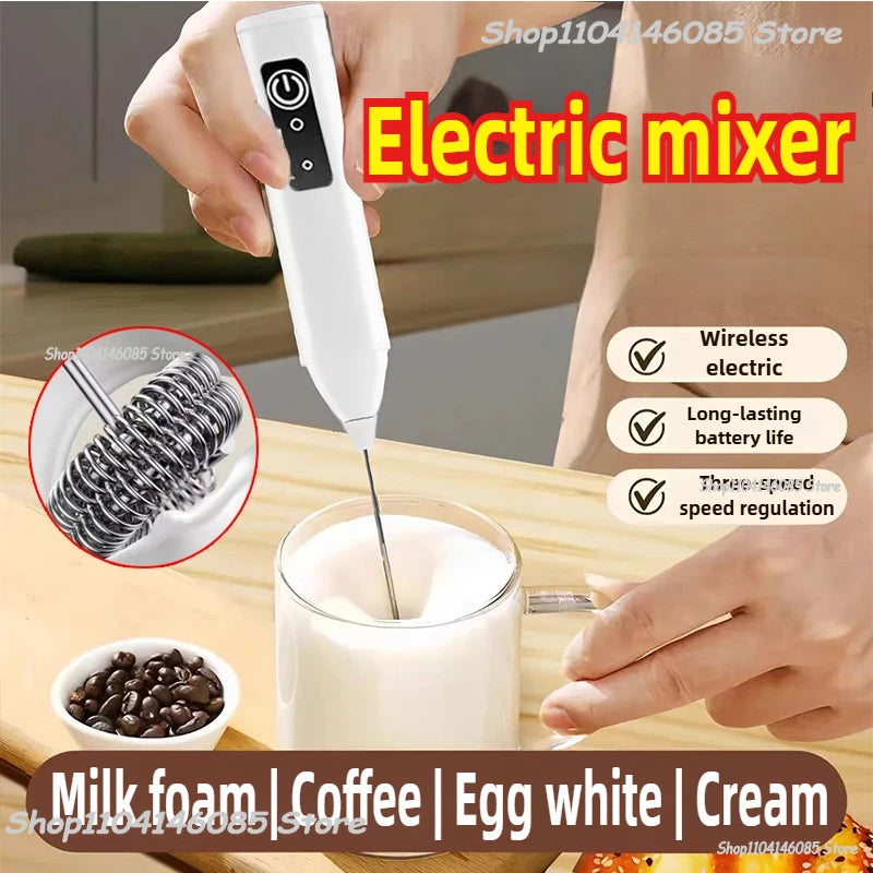 Wireless Handheld Electric Milk Frother and Coffee Mixer