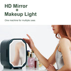 Portable Mini Skincare Fridge with LED Mirror for Home and Travel