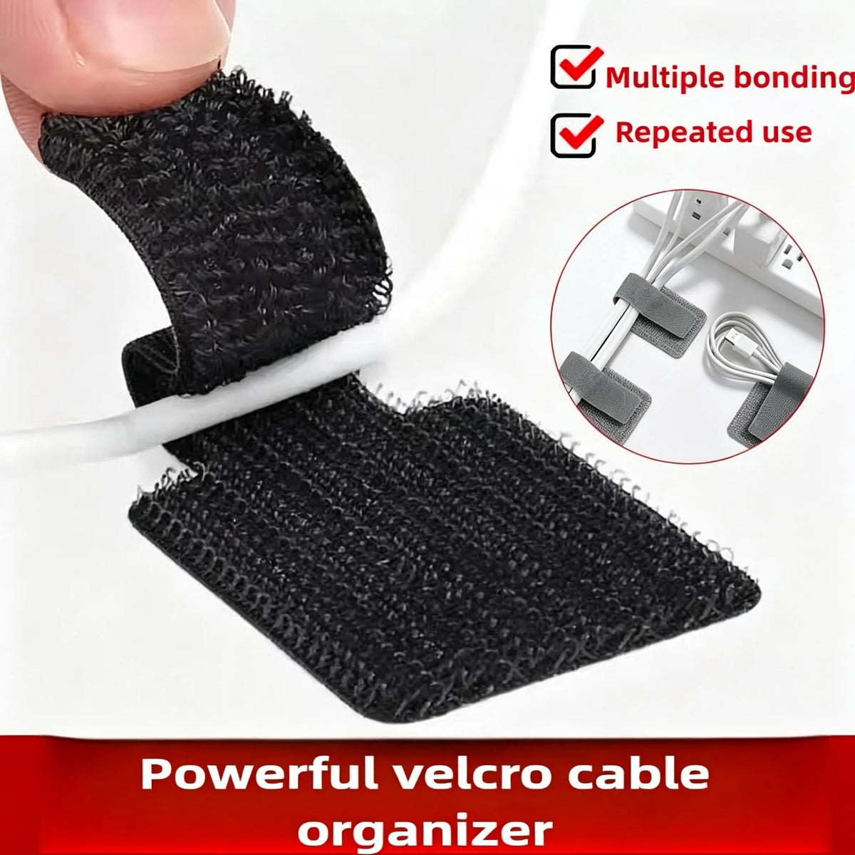 Self-Adhesive Reusable Cable Organizer Ties