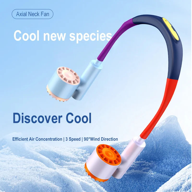 Portable Rechargeable Hands-Free Neck Fan for Travel and Sports
