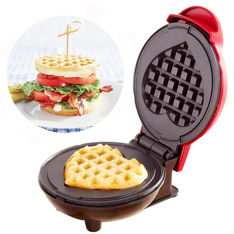 Mini Heart-Shaped Electric Waffle Maker for Breakfast