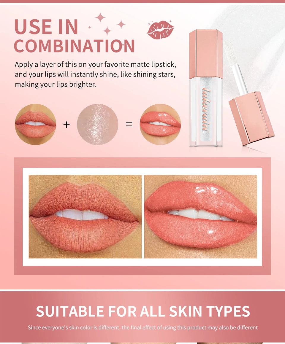 Moisturizing Liquid Glitter Lip Gloss for Plump Lips
