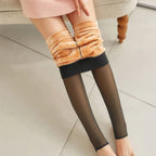Fleece Lined Translucent Thermal Tights for Winter