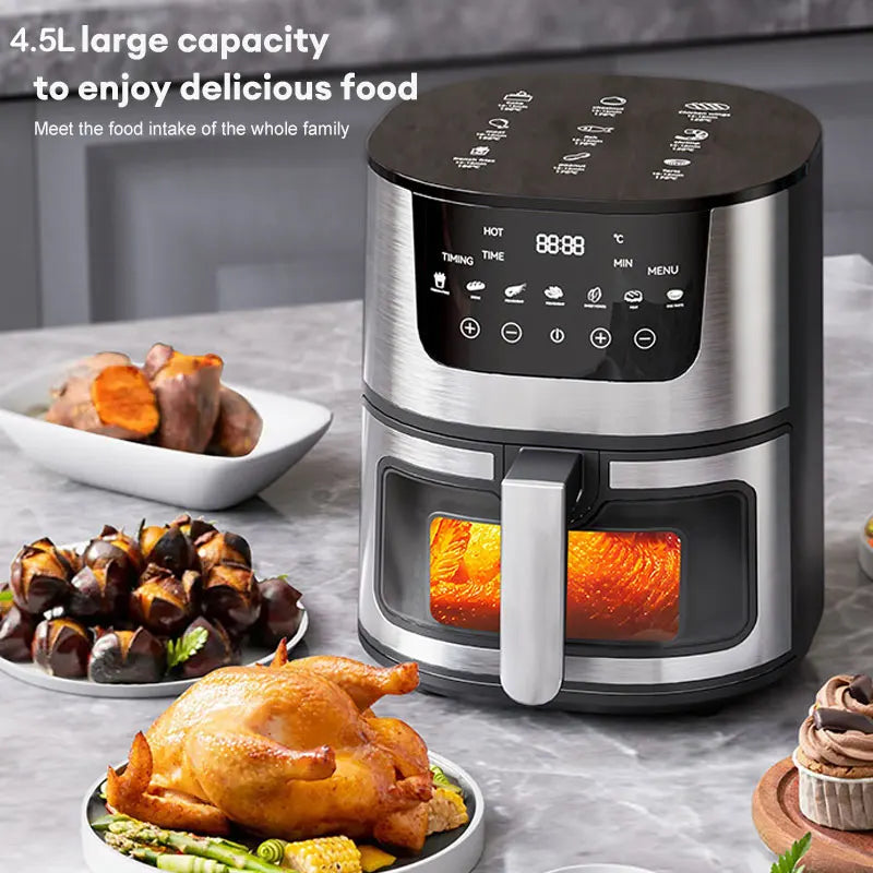 4.5L Stainless Steel Digital Oil-Free Air Fryer - 12