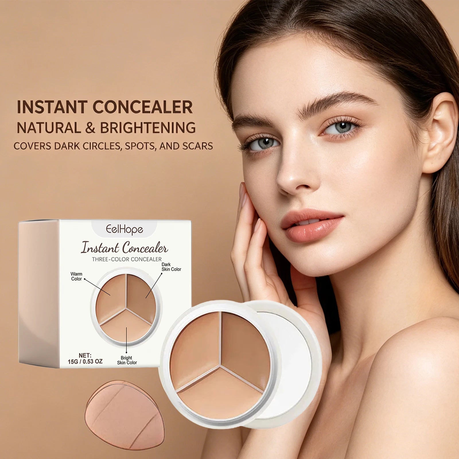 3-Color Cream Concealer Palette for Flawless Face Coverage - 5