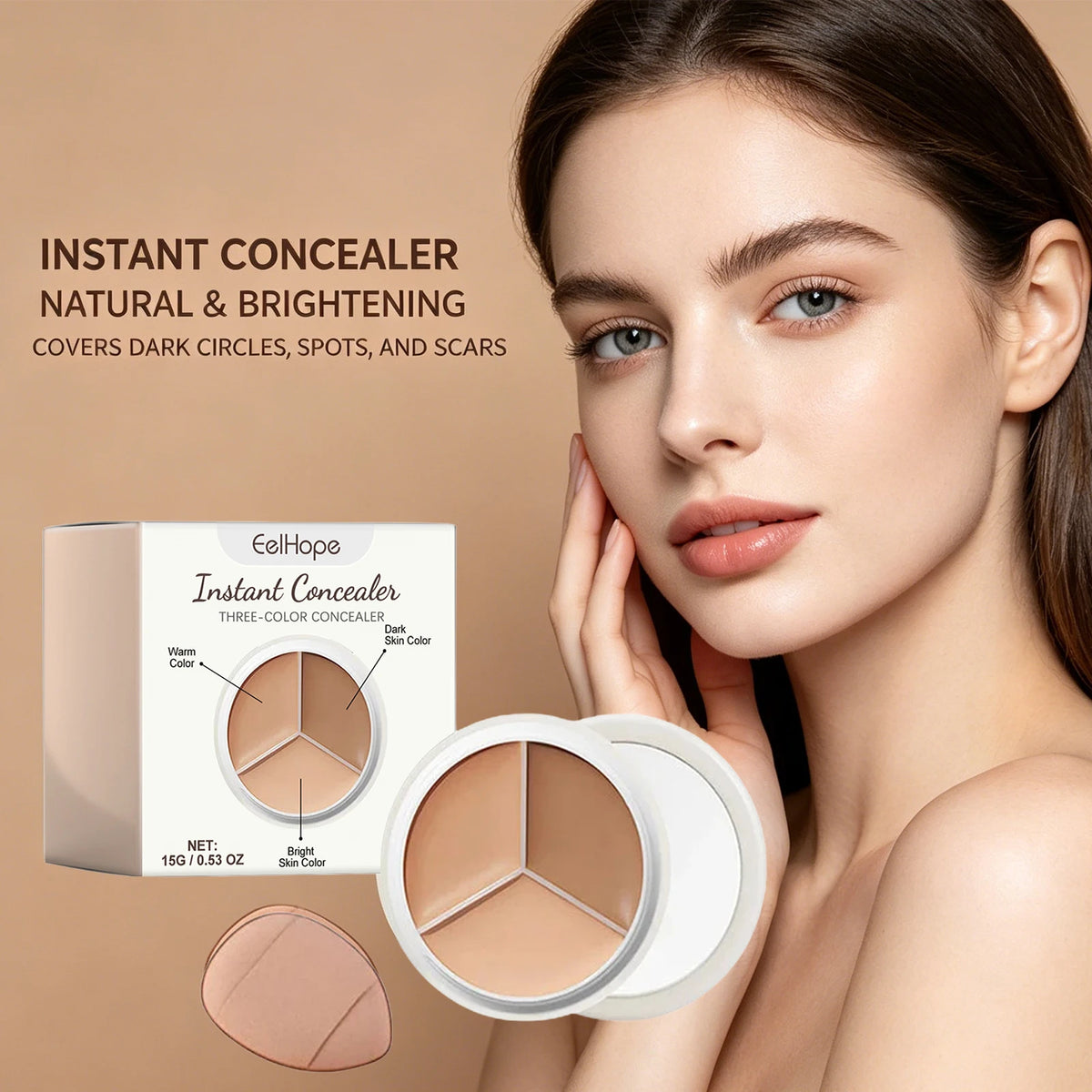 3-Color Cream Concealer Palette for Flawless Face Coverage