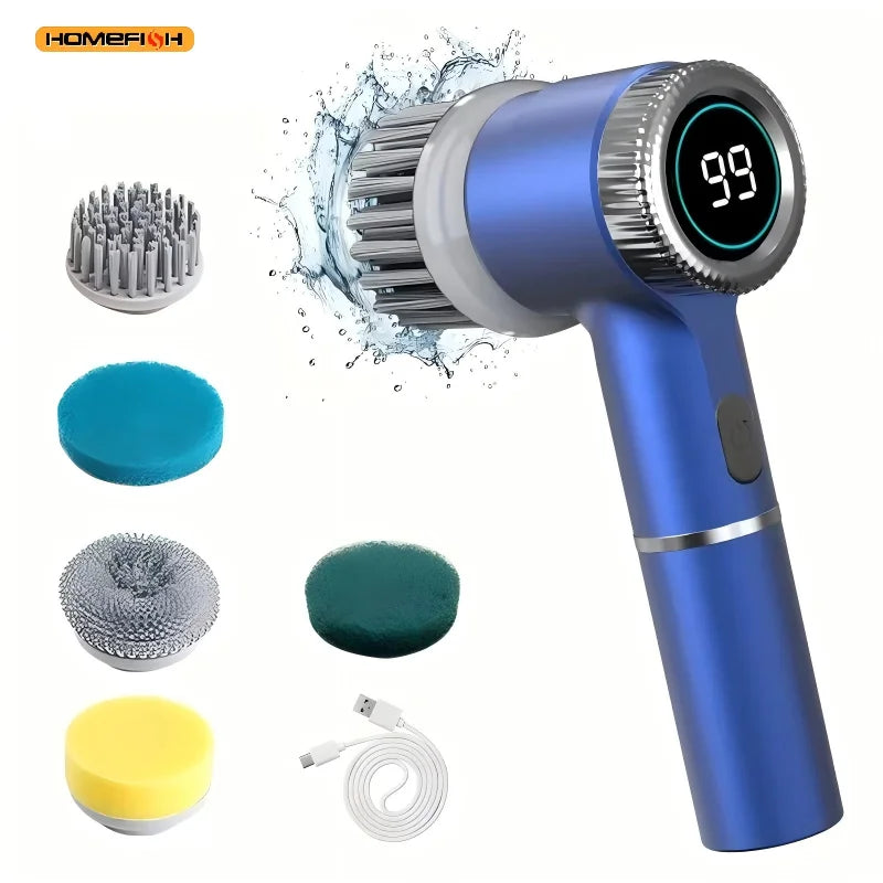 Electric Power Spin Scrubber with 5 Replaceable Brush Heads