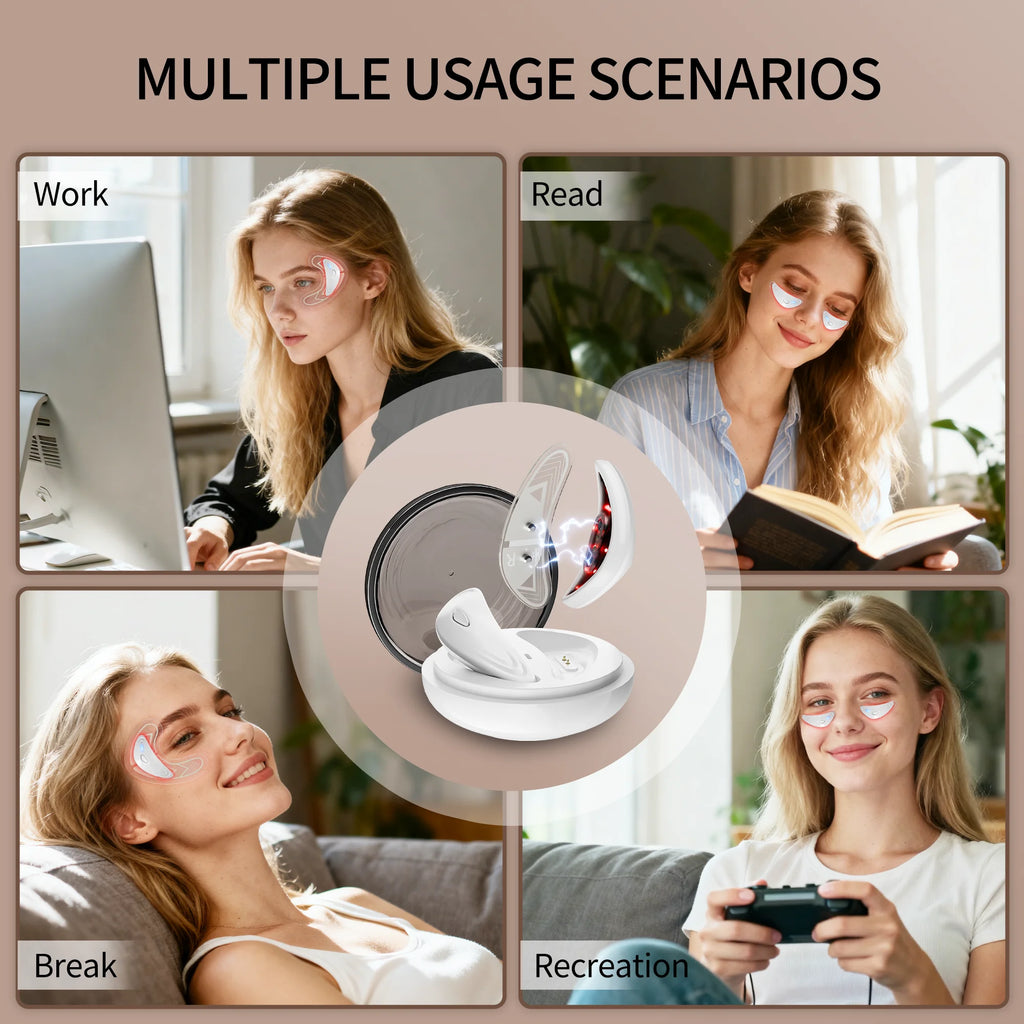 Red Light Microcurrent Under Eye Massager for Dark Circles
