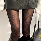 Diamond Pattern Semi-Sheer Slimming Tights for Women
