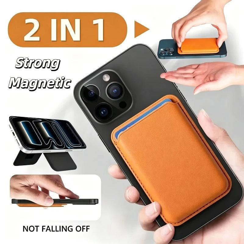 Magnetic Phone Wallet Case with Integrated Stand for MagSafe