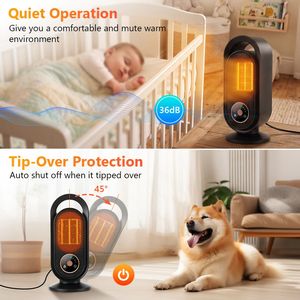 Portable Electric Ceramic Desktop Heater with Timer - 6