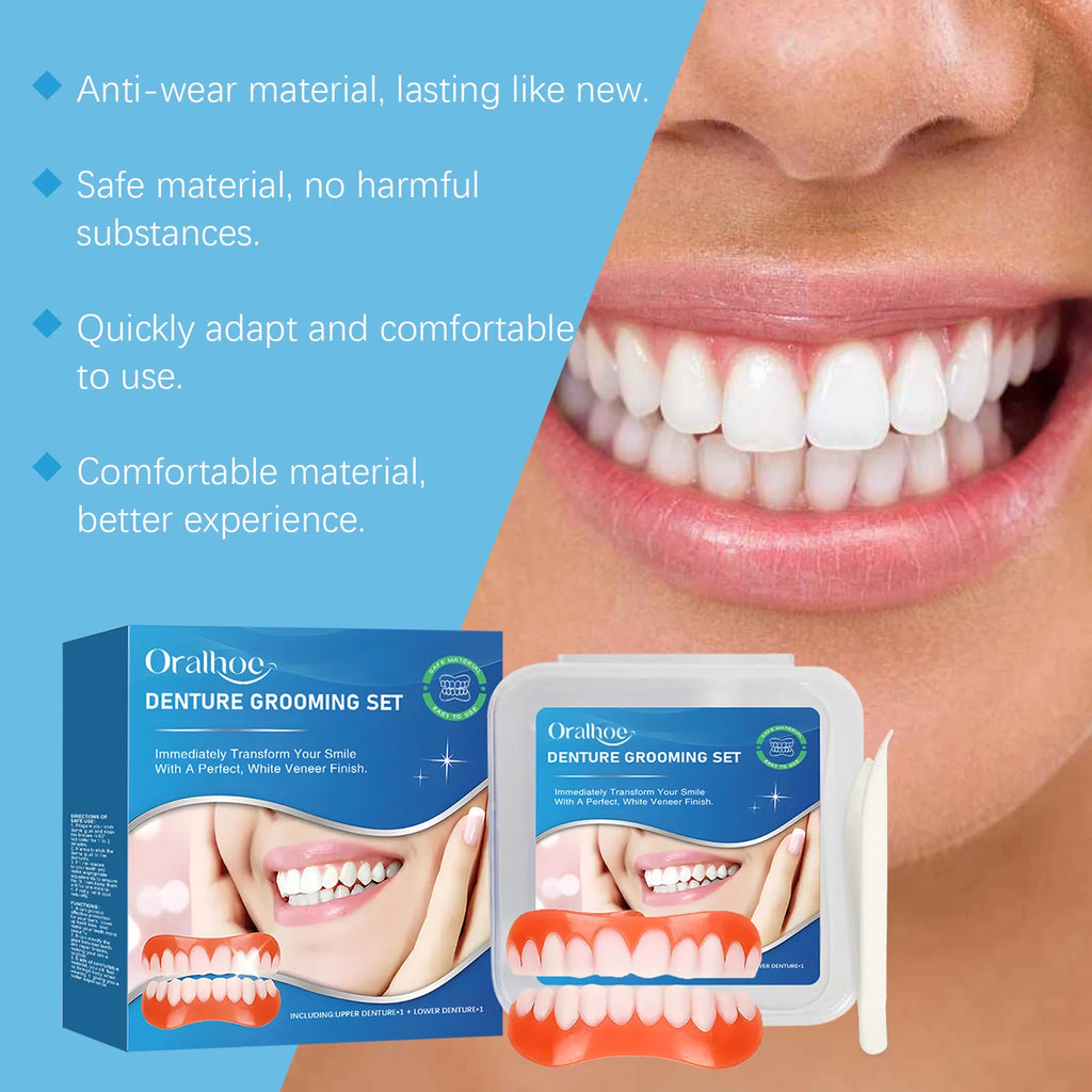 Snap-On Silicone Denture Set for Instant Smile Correction
