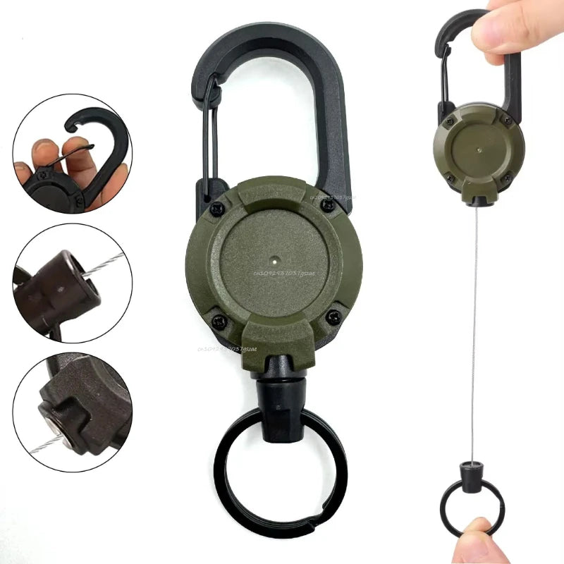 Heavy Duty Retractable Carabiner Key Chain with Steel Wire