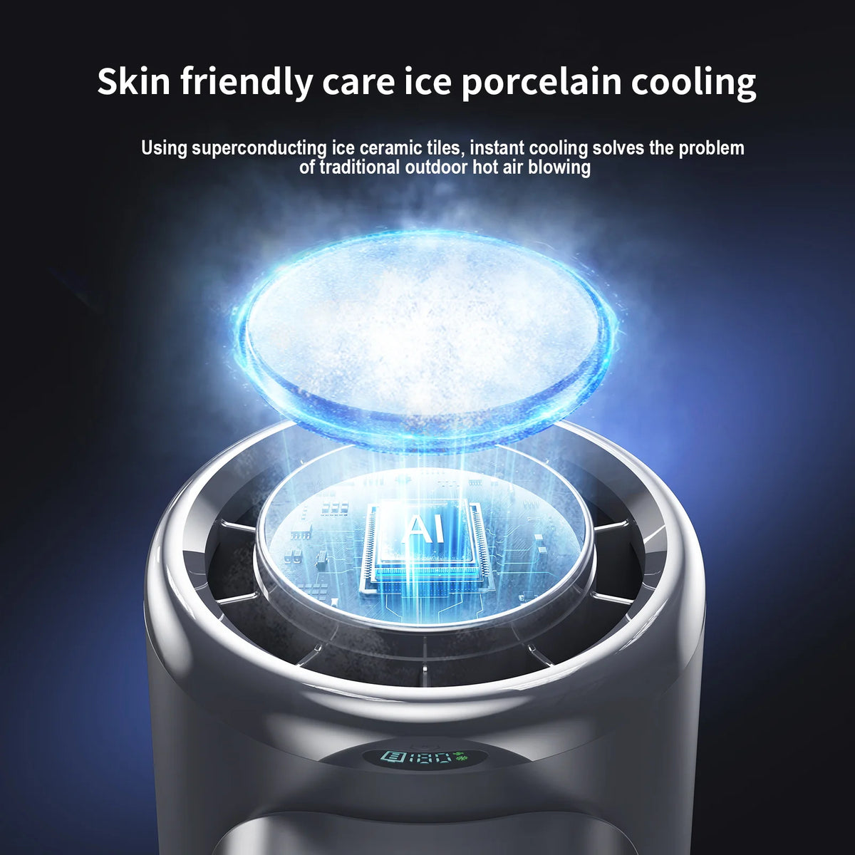 Portable Handheld Ice Cooling Fan with Adjustable Speed