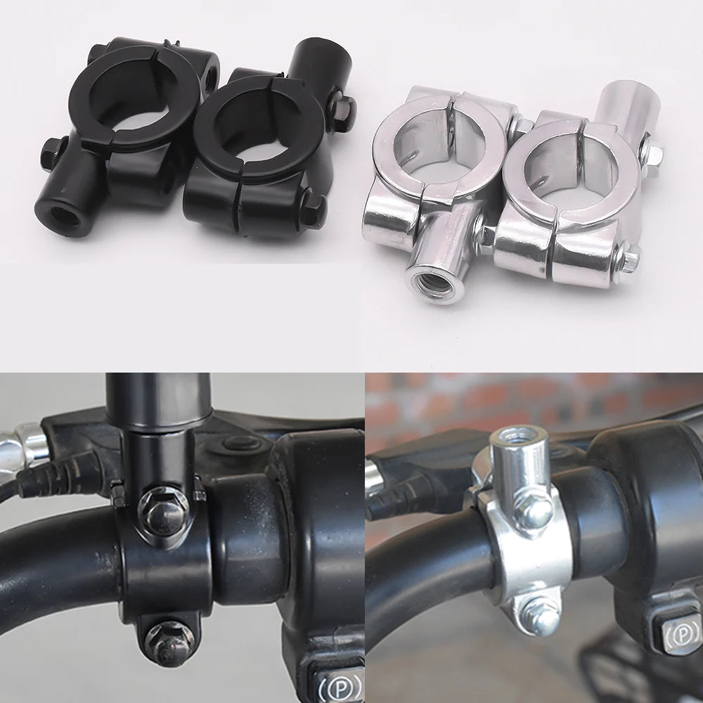 Motorcycle Handlebar Mirror Mount Clamp Set - 1