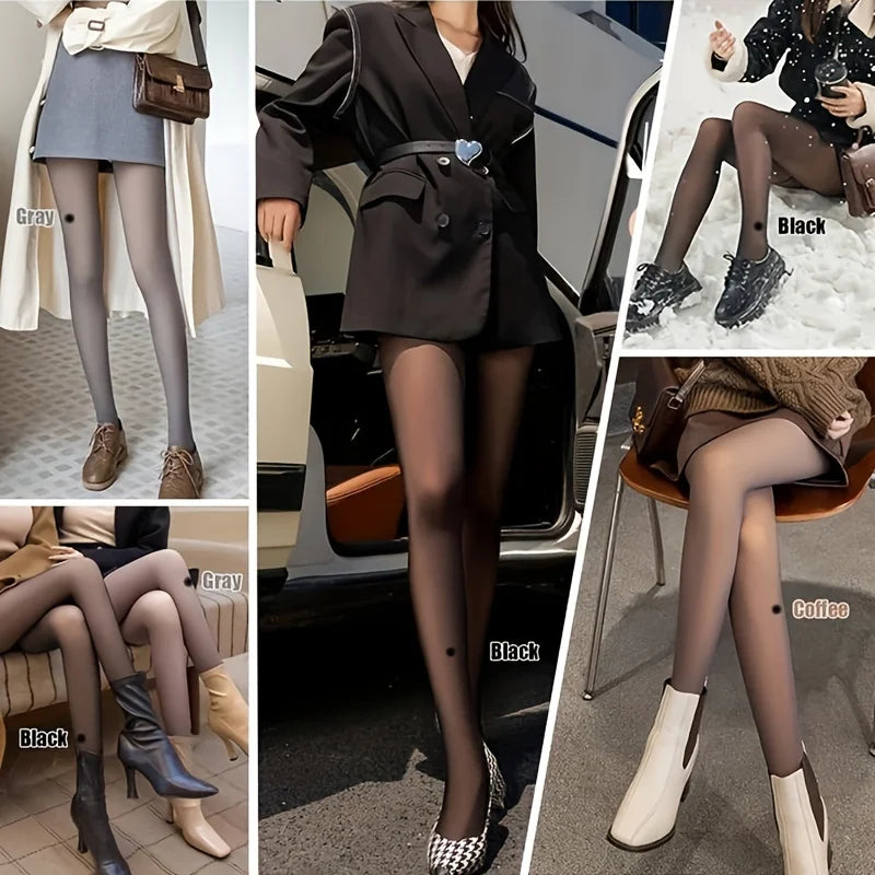 Fleece Lined Sheer Thermal Tights for Women - 2