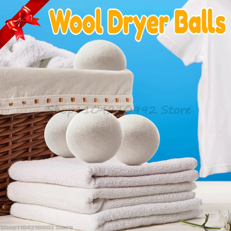 Reusable Natural Wool Dryer Balls for Laundry Softening