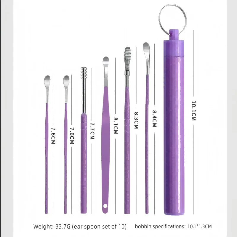 Stainless Steel Ear Wax Removal Tool Kit with Travel Case - 6