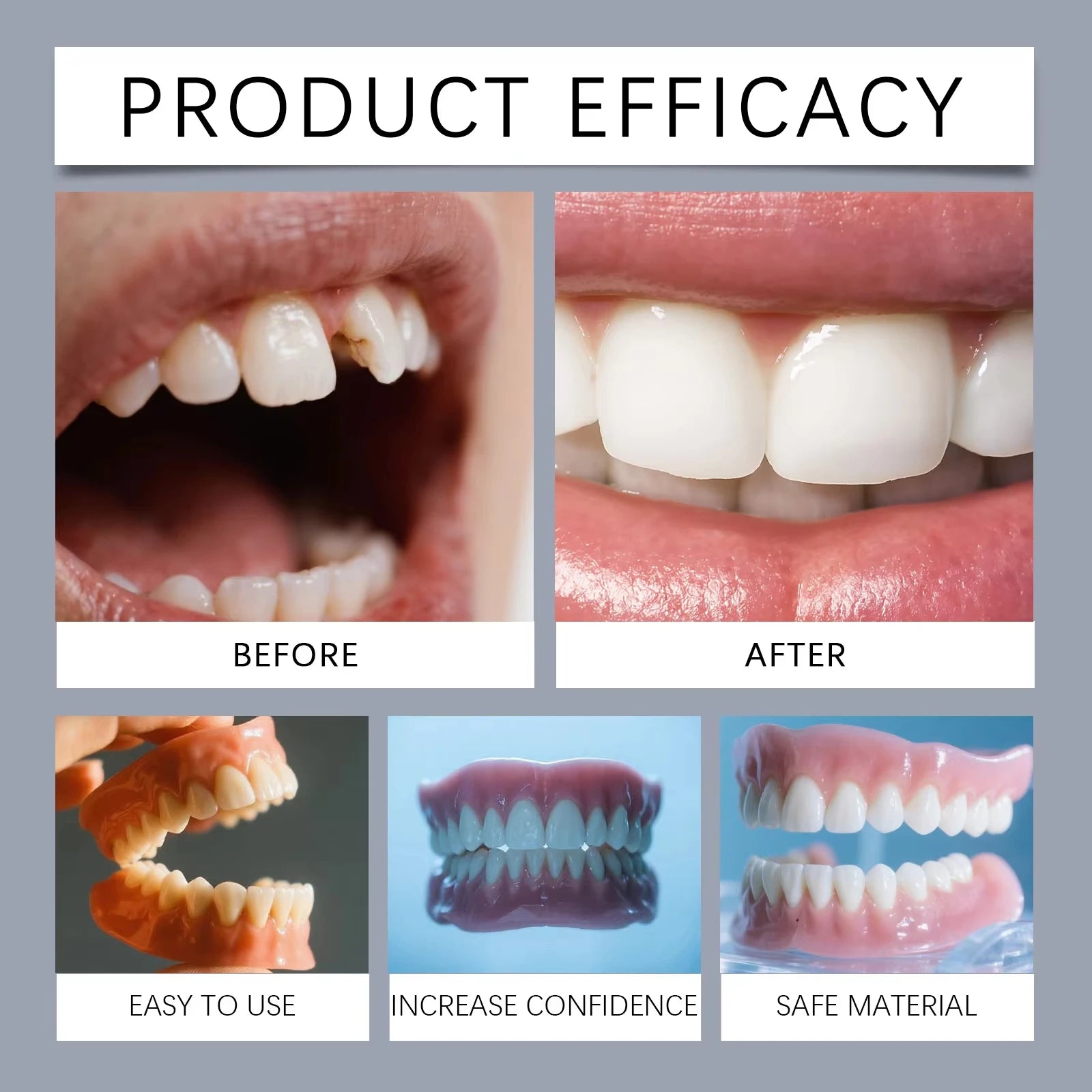 Comfort Fit Silicone Dentures for Natural Smile - 3
