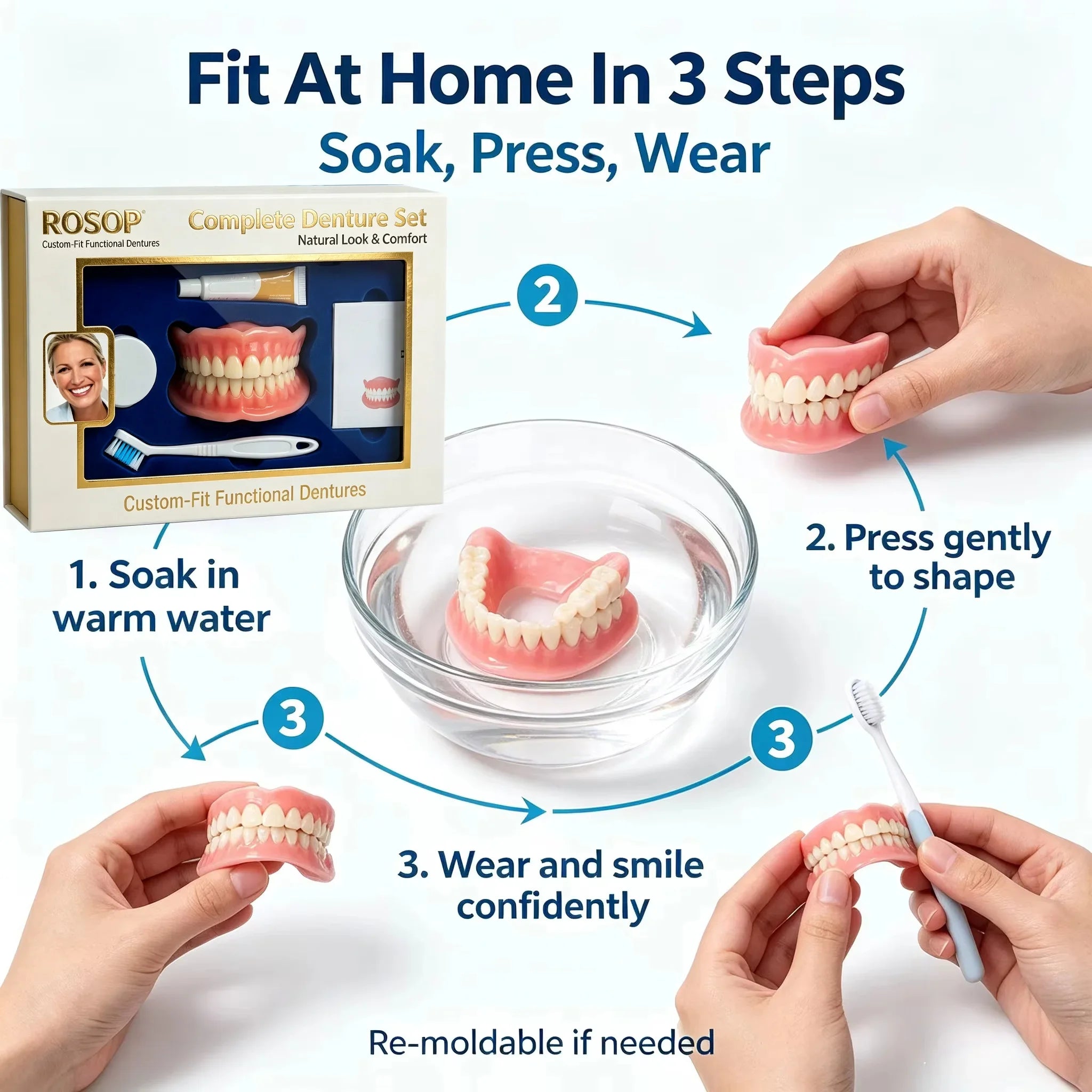 Cosmetic Silicone Fake Teeth Set for Upper and Lower Smile - 7