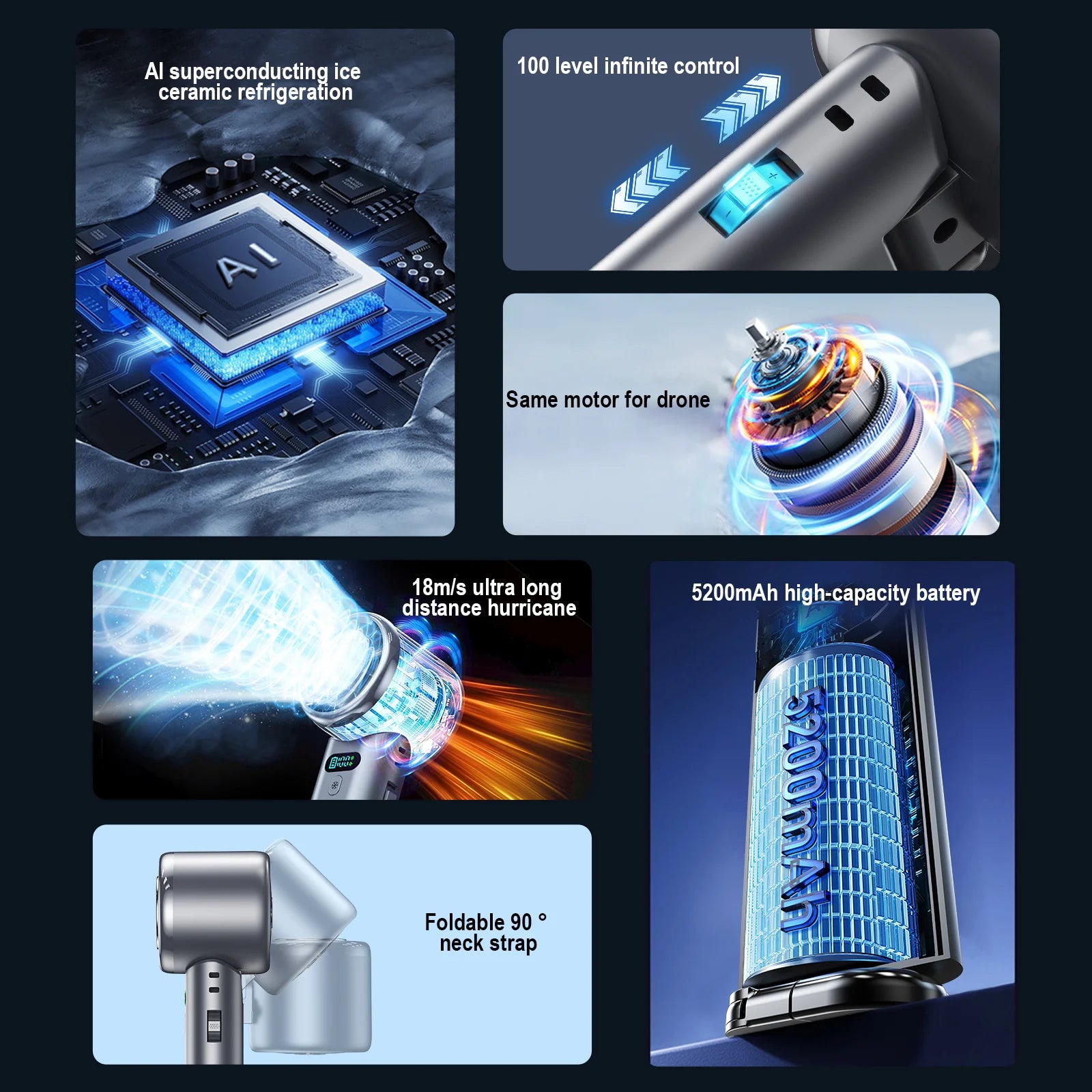 Portable Handheld Ice Cooling Fan with Adjustable Speed - 4